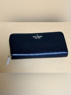 Kate Spade Spencer Slim Continental Wallet Gold Hardware Black Leather PWR00187